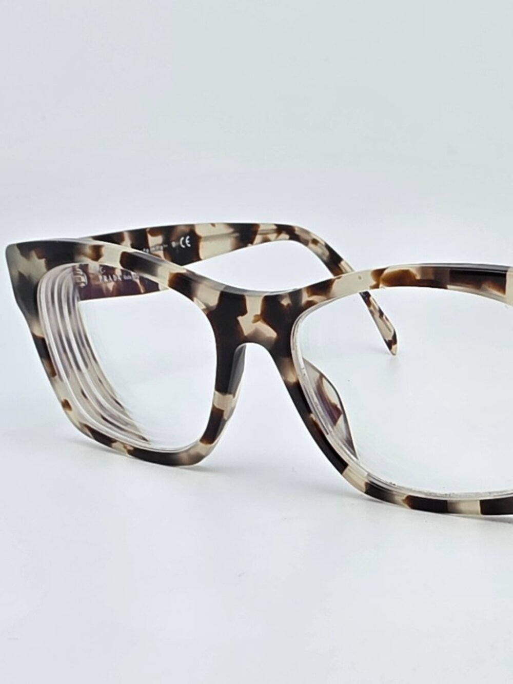 Prada VPR 22S UAO-1O1 Spotted Brown Tortoise Cat Eye Eyeglasses Frame Italy 52mm